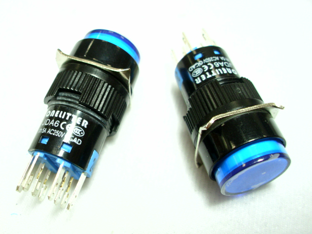 16@帶燈圓型按鈕(交替)2A2B藍色  JDA6Y-22DZS24V