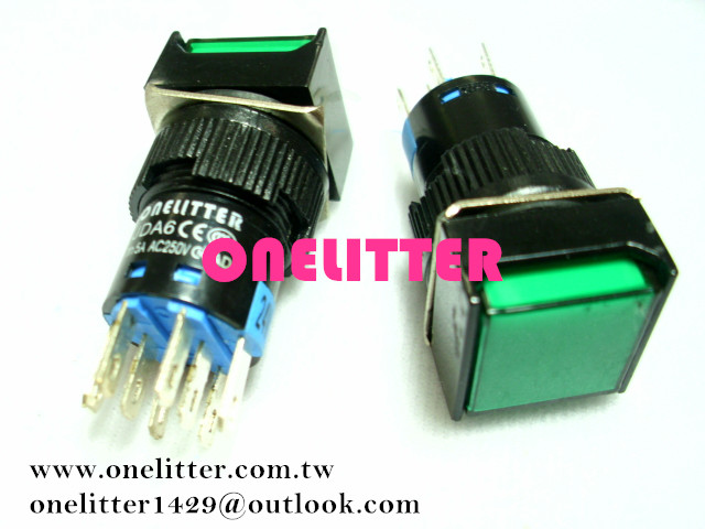 帶燈正方型按鈕(復歸)24V綠色2A2B   JDA6F-22DG24V