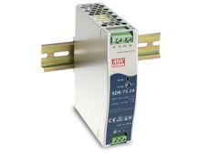 SDR-75-12/24/48 軌道式電源供應器 75W 金屬殼,薄型設計
